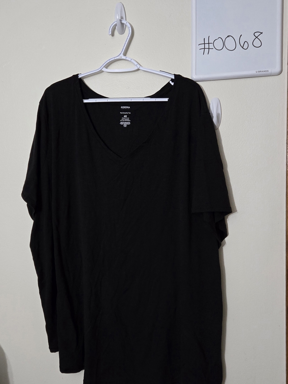 Sonoma 4XL Black V-Neck Short Sleeve Tee for Women #0068